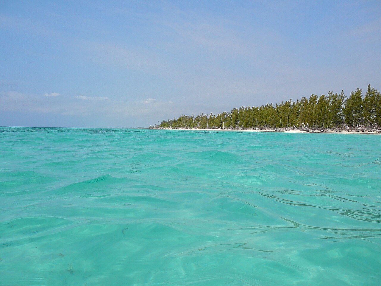 White sand and turquoise shallows at Gold Rock Beach on Grand Bahama Island; island inspiration, not Celebration Key